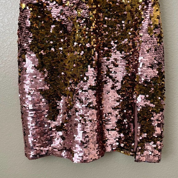 For Love & Lemons Dress Womens Small Rose Gold Mini Sequins Sparkly V-Neck Party - Picture 8 of 14